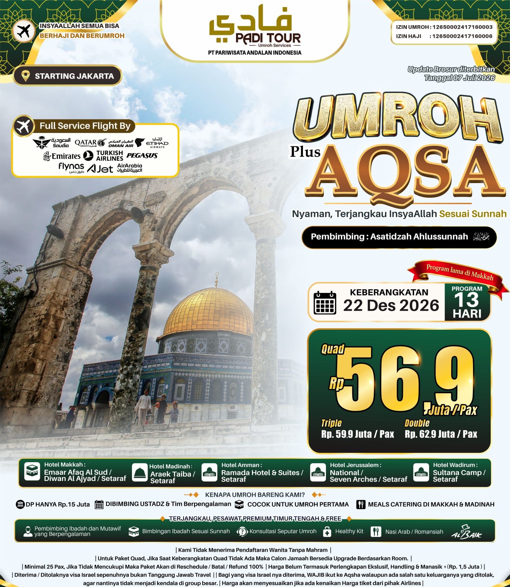 22 Desember 2026 (Umroh Plus Aqsha)