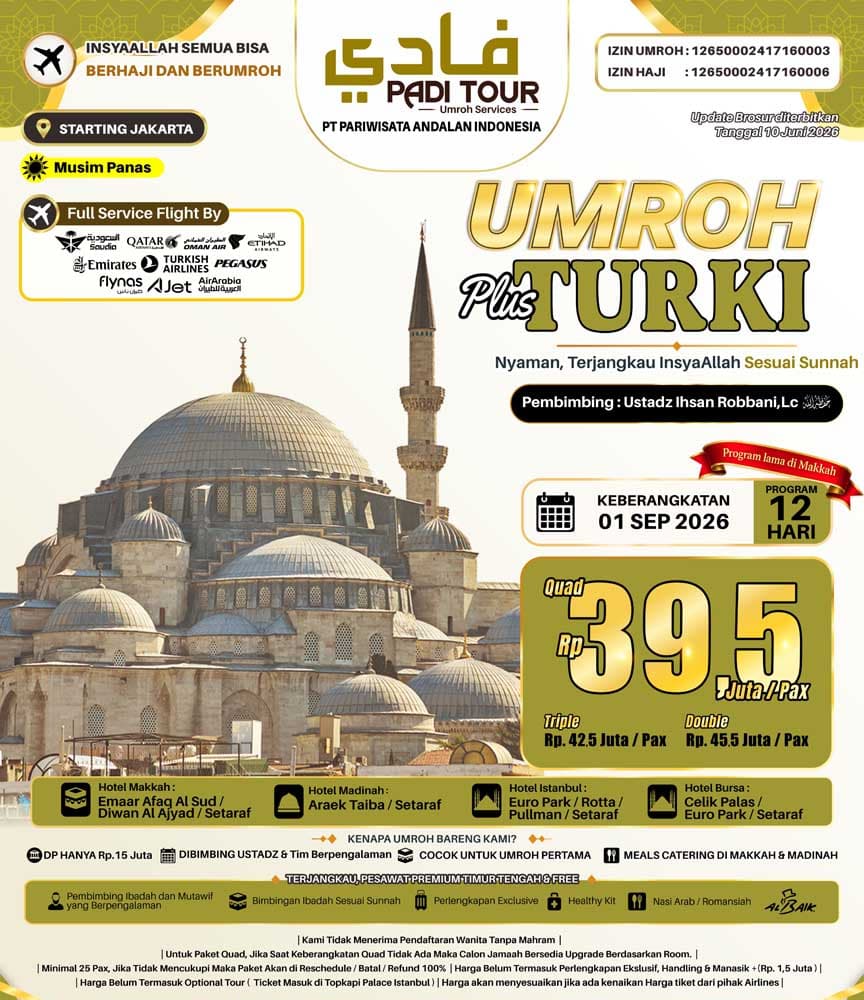 1 September 2026 (Umroh Plus Turki)