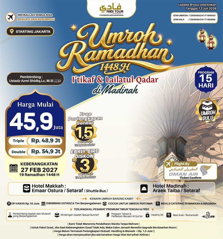 27 Februari 2027 (Umroh Itikaf di Madinah)