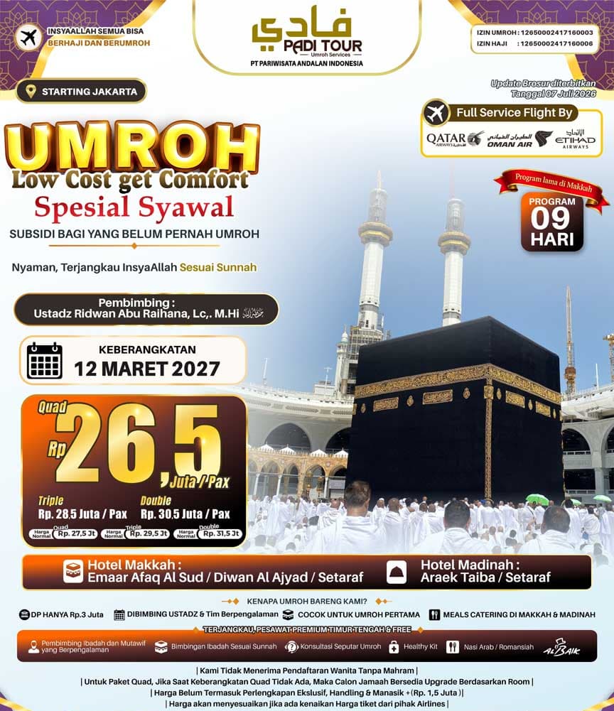 12 Maret 2027 (Umroh LCC 12 Hari)