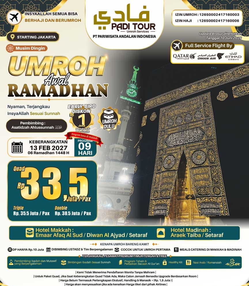 13 Februari 2027 (Umroh Awal Ramadhan)