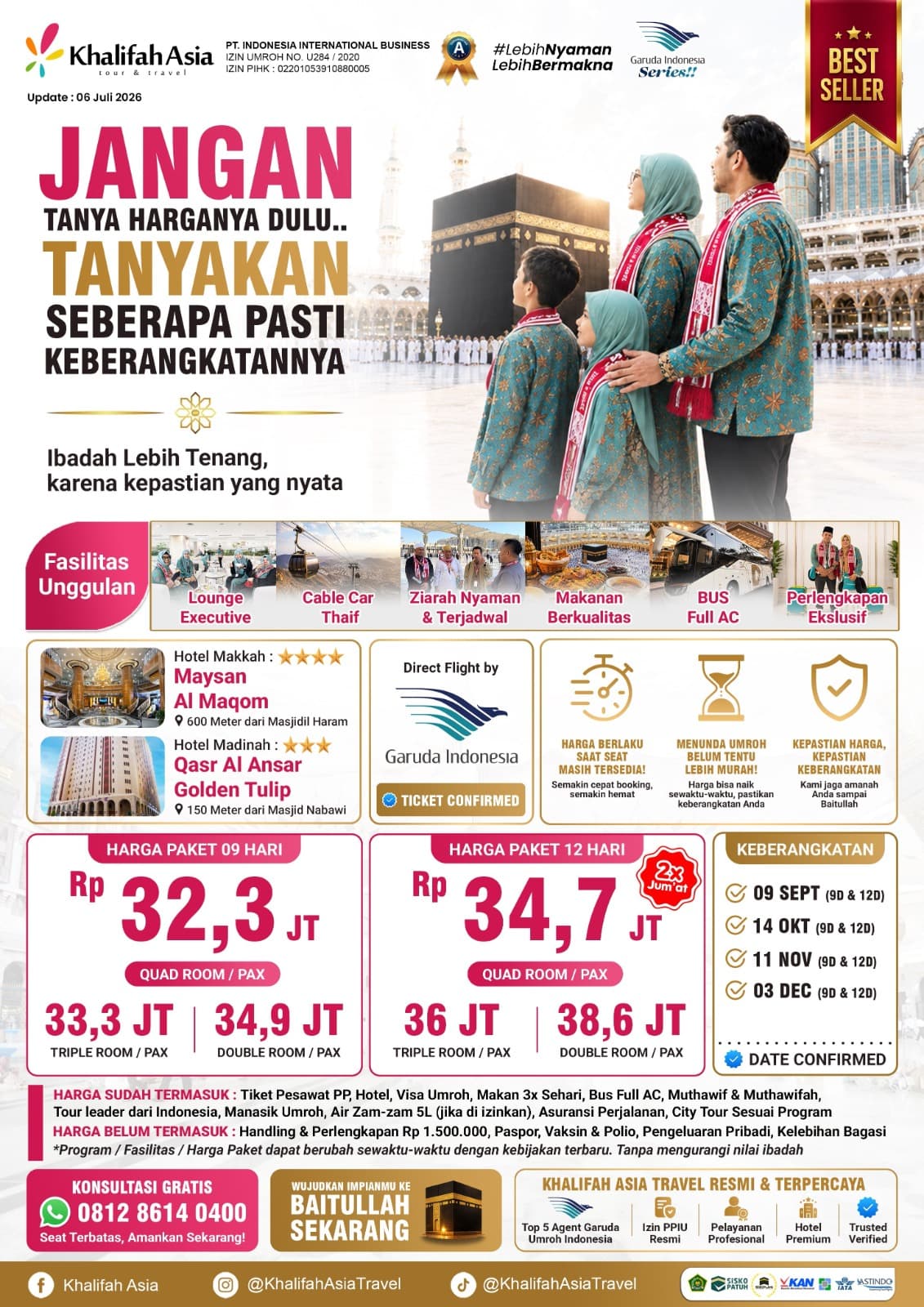 Umroh Reguler + Thaif, Cable Car 09 Sept 12 Hari