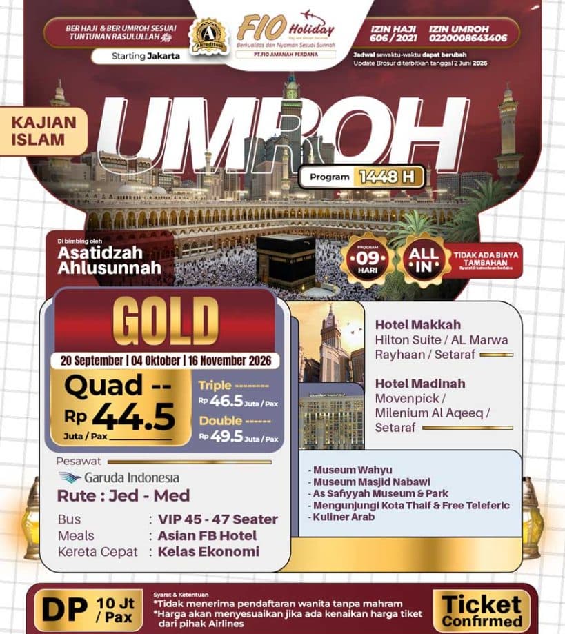 16 November 2026 (Umroh Gold)