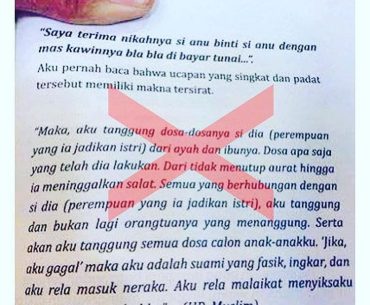 Menyikapi Kebenaran Hadits Suami Menanggung Dosa Istri